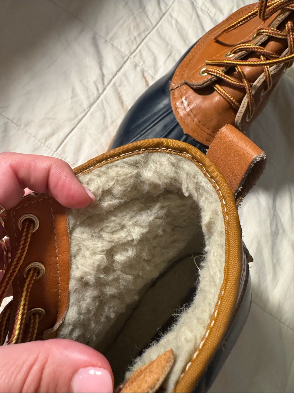 Vintage Land Rover Leather Duck Boots Size 9 Fleece Lined - Picture 8 of 13